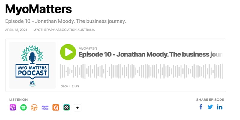 CEO and Founder of Physio Inq, Jonathan Moody chats to the MyoMatters
